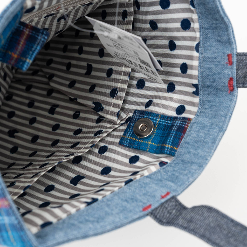 Embroidered Cat Tiny Book Tote - Blue | Kusuguru Japan - Freshie & Zero Studio Shop