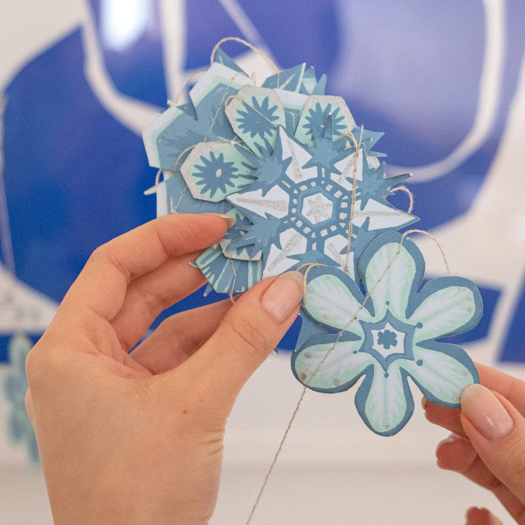 Snowflakes Screen Printed Paper Garland by East End Press - Freshie & Zero Studio Shop