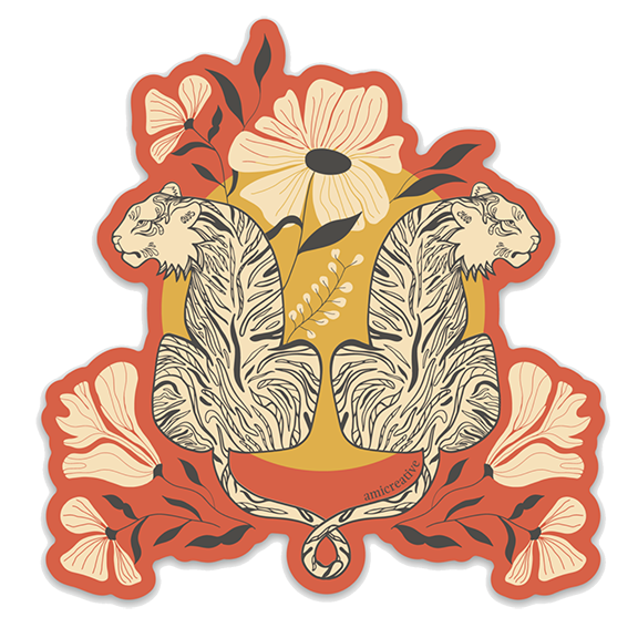  Entwined Tiger Vinyl Sticker - Freshie & Zero Studio Shop