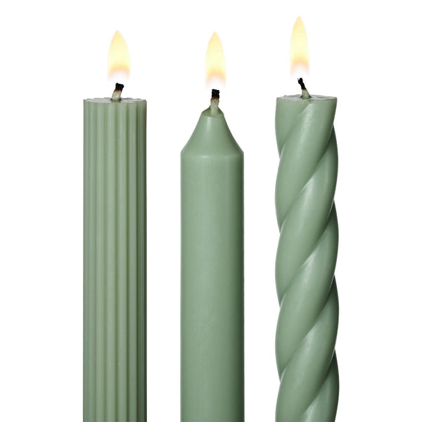 Taper Candles Set of 3 - Sage Green - Freshie & Zero Studio Shop