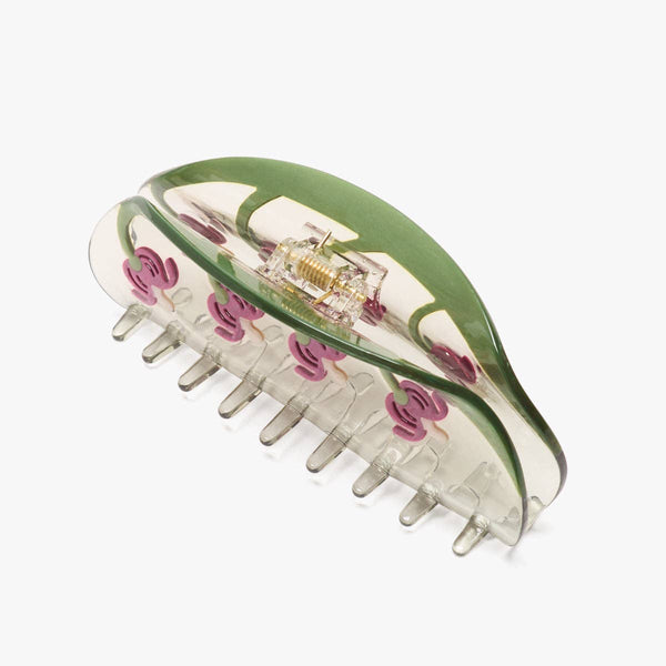 Bleeding Heart Flower Long Green Hair Claw Clip - Freshie & Zero Studio Shop