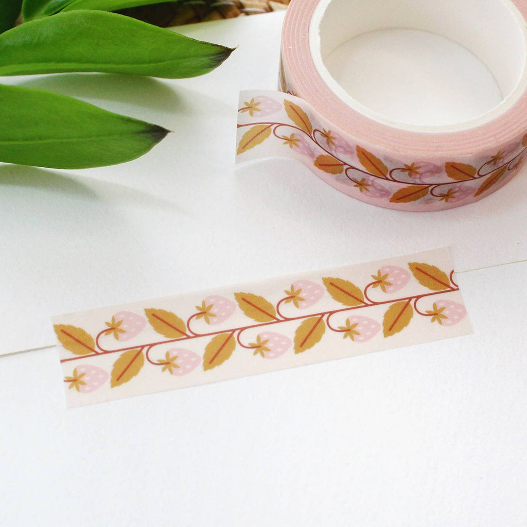 Washi Tape: Pale Pink Strawberries - Freshie & Zero Studio Shop