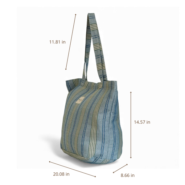 Large Zippered Bag: Beachy Blue Stripe - Freshie & Zero Studio Shop