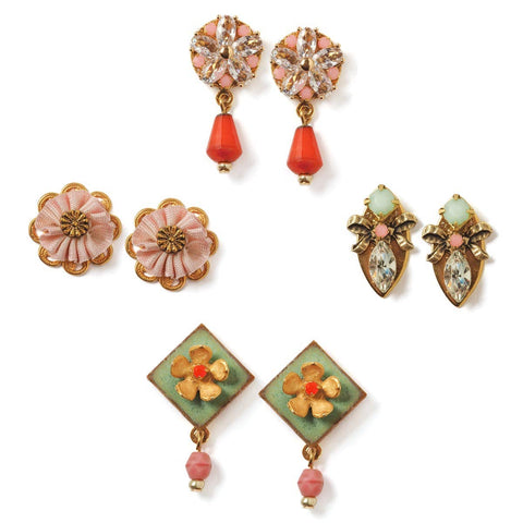 Magical Garden Jill Schwartz stud earrings featuring intricate floral design in silver with gemstone accents.