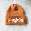 Embroidered beanie hat with bagel design by The Silver Spider, perfect for winter warmth and casual style.