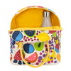 Colorful Fluf Eat the Rainbow Lunch Bag with vibrant rainbow design, durable fabric, and secure zipper closure.