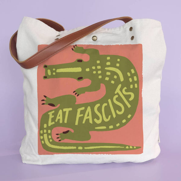 Eat Fascists Gator Canvas Tote Bag by Idlewild - Freshie & Zero Studio Shop