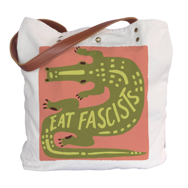 Eat Fascists Gator Canvas Tote Bag by Idlewild - Freshie & Zero Studio Shop