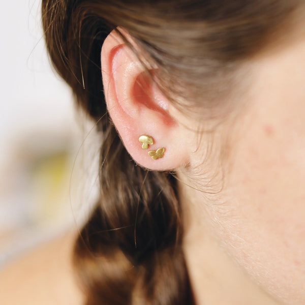 Tiny Stud Mushroom Earrings: 14kt Gold Vermeil - Freshie & Zero Studio Shop
