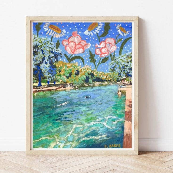 Botanical Barton Springs Print: 11x14 - Freshie & Zero Studio Shop