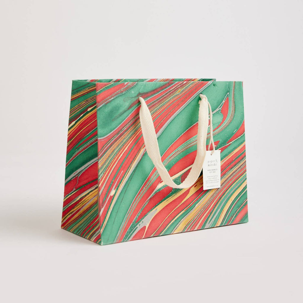 Medium Hand Marbled Gift Bags - Christmas Glitz - Freshie & Zero Studio Shop