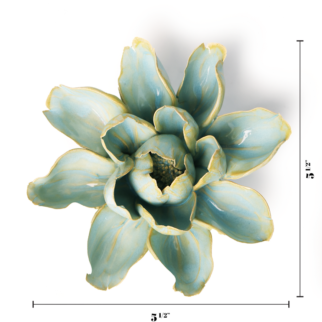 English Garden Ceramic Flower: Robin's Egg Blue Water Lily - Freshie & Zero Studio Shop