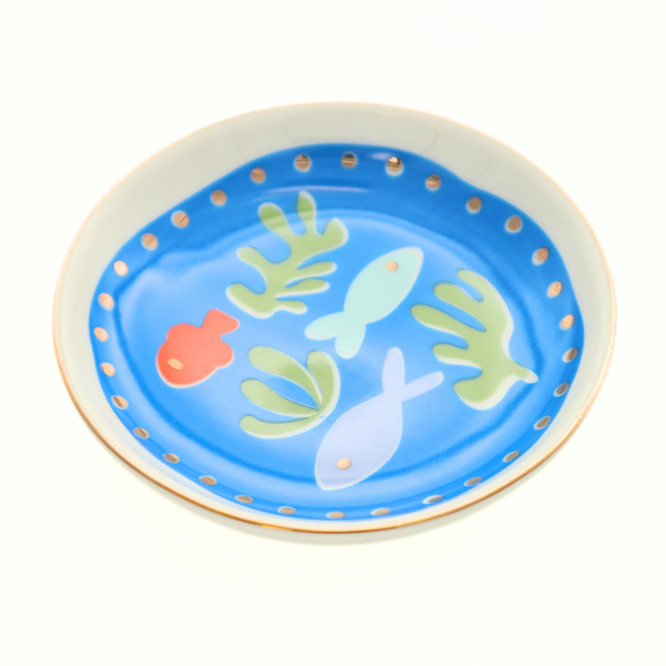 Fish + Seaweed Round Blue Trinket Dish - Freshie & Zero Studio Shop