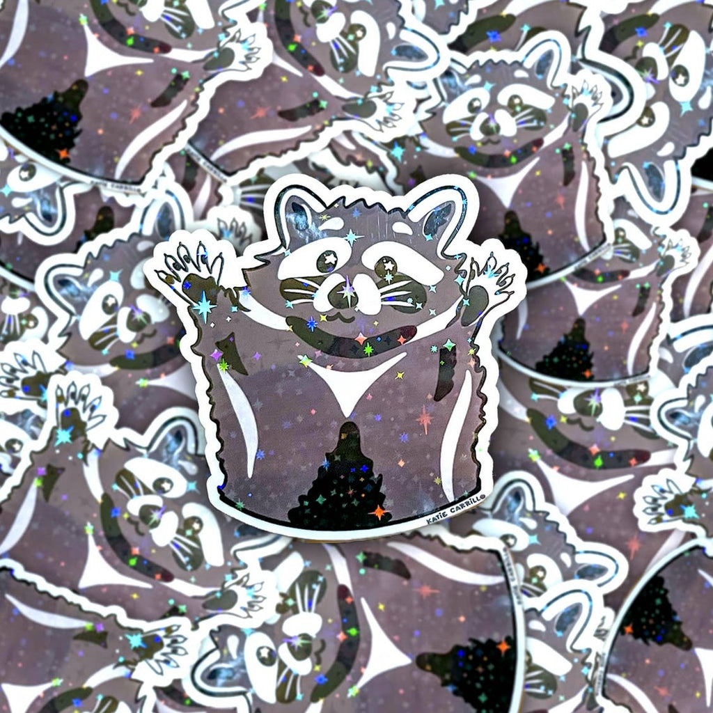 Sparkly Raccoon Sticker - Freshie & Zero Studio Shop