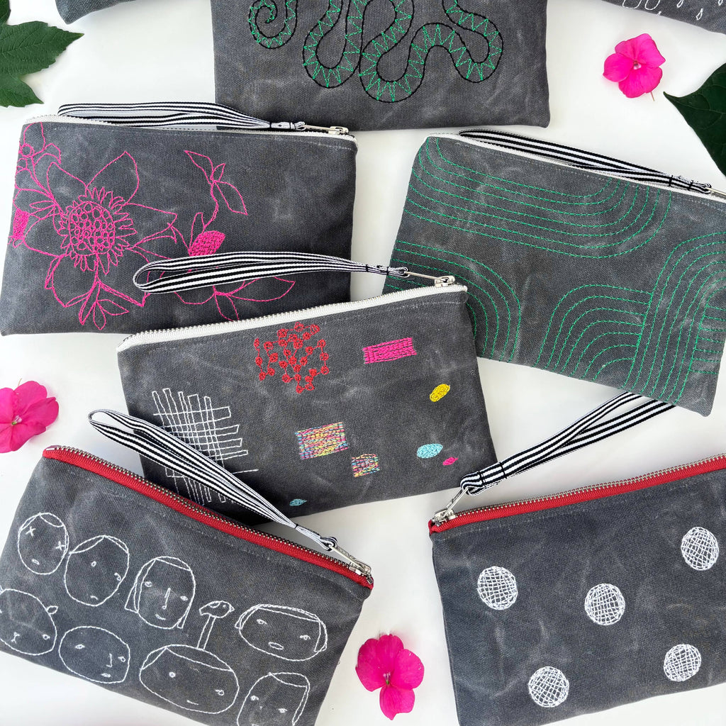 Everyday People Embroidered Canvas Wristlet - Freshie & Zero Studio Shop