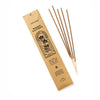 Woody Saffron Incense sticks by Matr Boomie, low smoke, displayed in a natural setting with burning incense sticks.