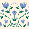 Blue Floral Many Thanks Notecards Set of 10 - Freshie & Zero Studio Shop