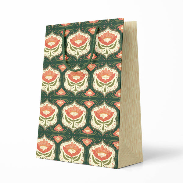 Green Trellis Large Gift Bag – Botanical Floral Design - Freshie & Zero Studio Shop