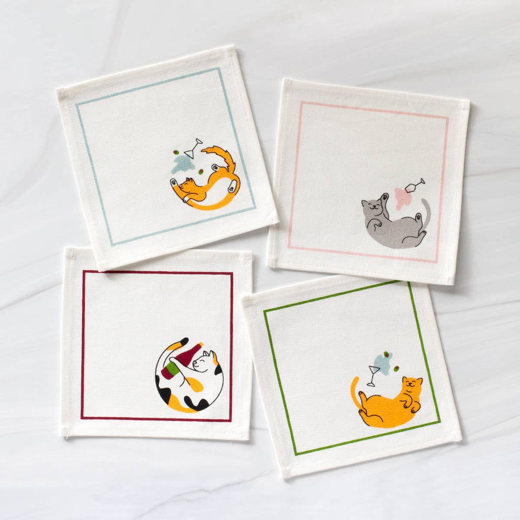 Drinking Cats Cocktail Napkin Set of 4 - Freshie & Zero Studio Shop