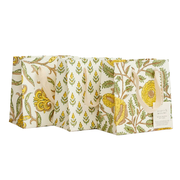 Sunshine Hand Block Printed Gift Bags - Small - Freshie & Zero Studio Shop