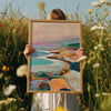 El Baker Art Santa Barbara Coastline oil pastel art print, 11x14 poster showcasing vibrant coastal scene and artistic brushstrokes.