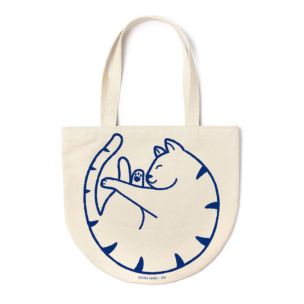 Curled Cat Round Tote Bag - Freshie & Zero Studio Shop