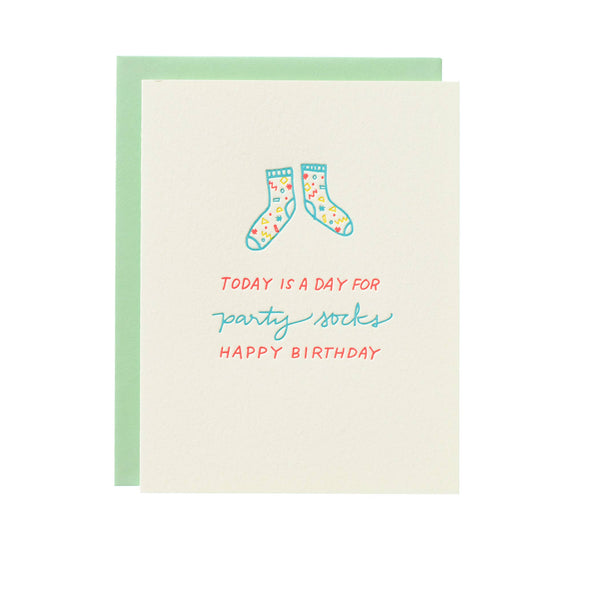 Party Socks Letterpress Birthday Card - Freshie & Zero Studio Shop