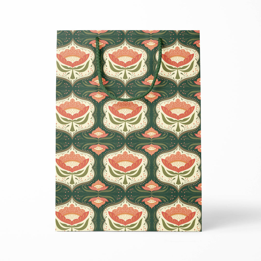 Green Trellis Large Gift Bag – Botanical Floral Design - Freshie & Zero Studio Shop