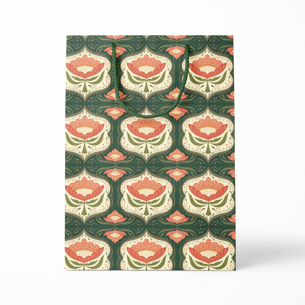 Green Trellis Large Gift Bag – Botanical Floral Design - Freshie & Zero Studio Shop