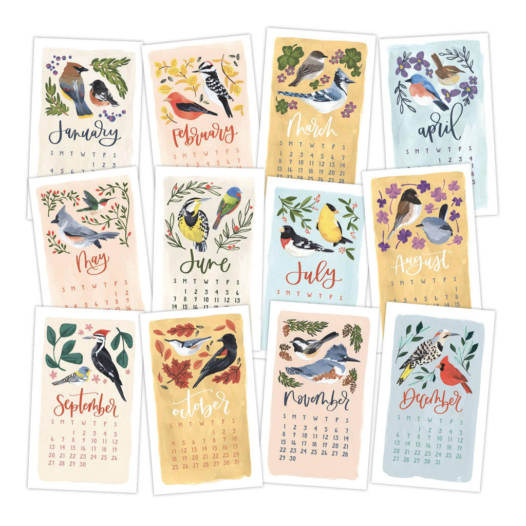 2026 Feathered Friends Birds Petite Wall Calendar - Freshie & Zero Studio Shop