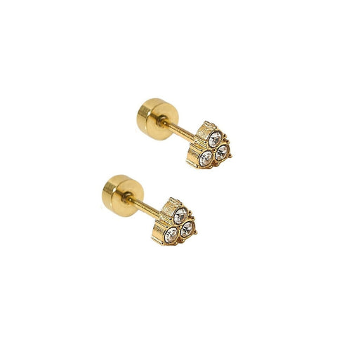 Linny Co Tatum Triple Tiny Crystal Flatback Waterproof Stud Earrings showing small crystal-studded earrings with a flatback design.