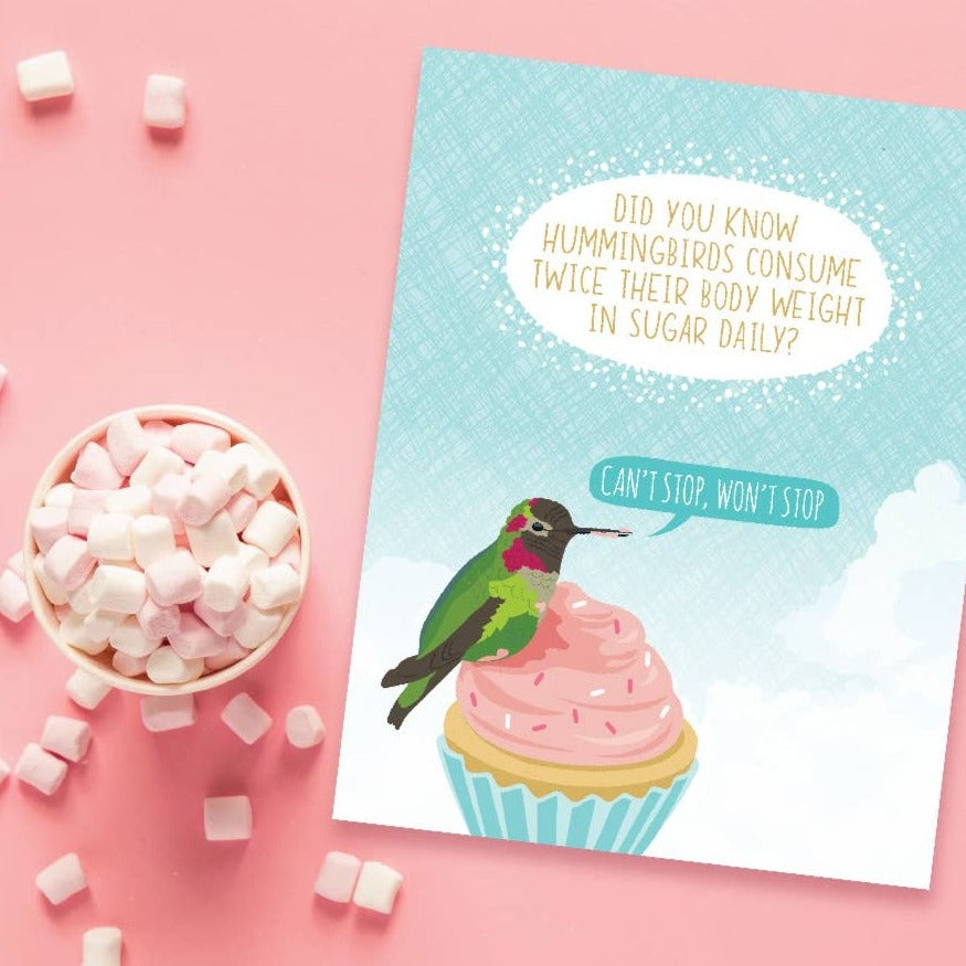 Hummingbird Sugar Birthday Card - Freshie & Zero Studio Shop