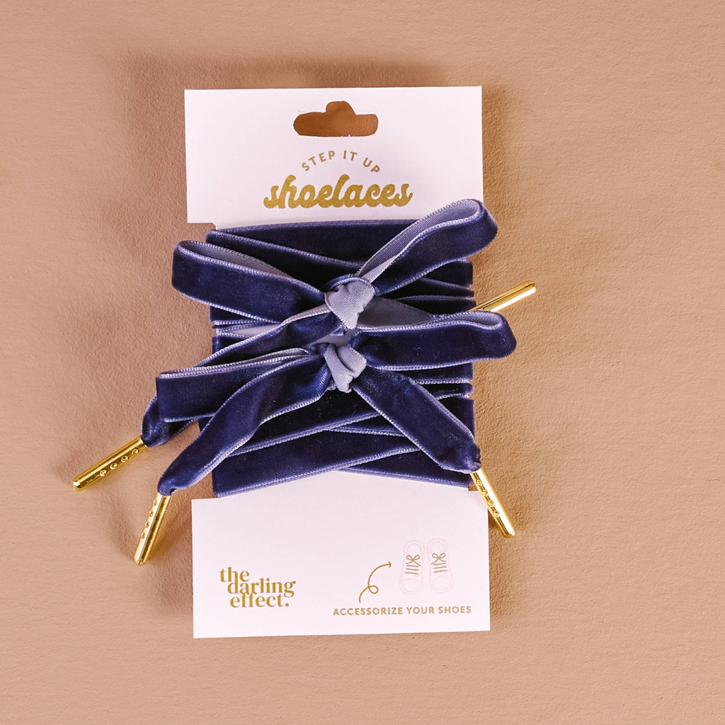 Velvet Ribbon Shoelaces - Blue - Freshie & Zero Studio Shop