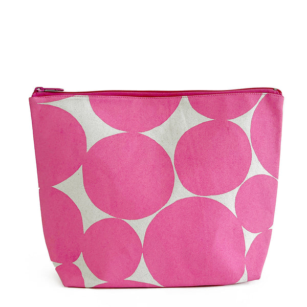 Extra Large Canvas Zipper Pouch: Large Pink Dots - Freshie & Zero Studio Shop