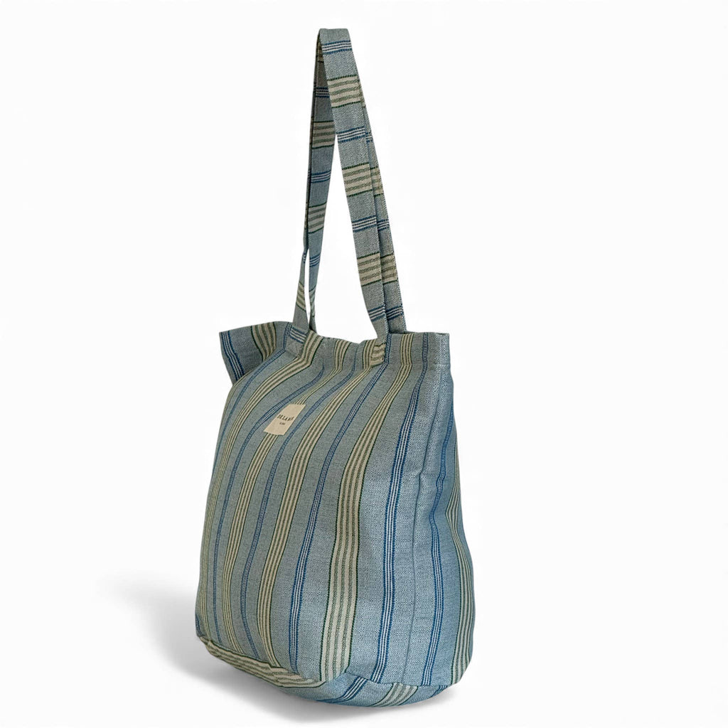 Large Zippered Bag: Beachy Blue Stripe - Freshie & Zero Studio Shop