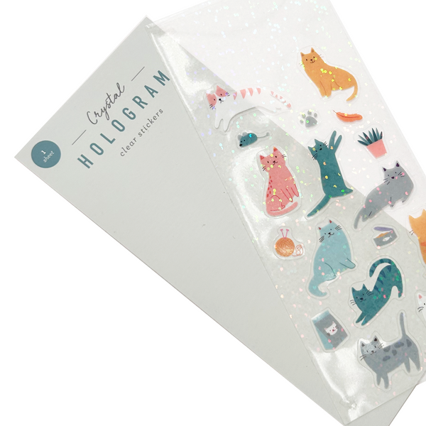 Cats Crystal Hologram Clear Stickers - Freshie & Zero Studio Shop