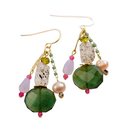 Colorful gemstone dangle earrings by Jill Makes featuring vibrant stones and elegant design for stylish wear.