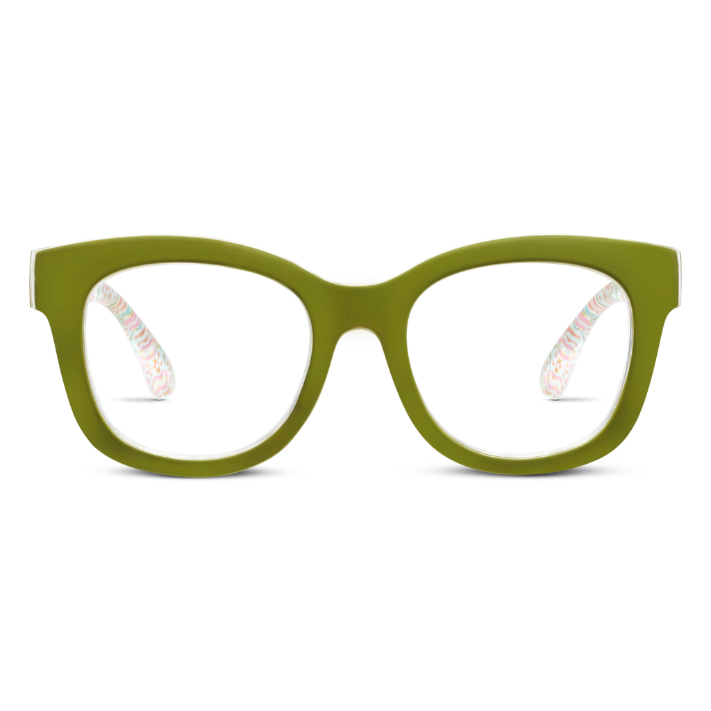 Peepers x Laura Park Reading Glasses: Center Stage - Green/Gasparilla - Freshie & Zero Studio Shop