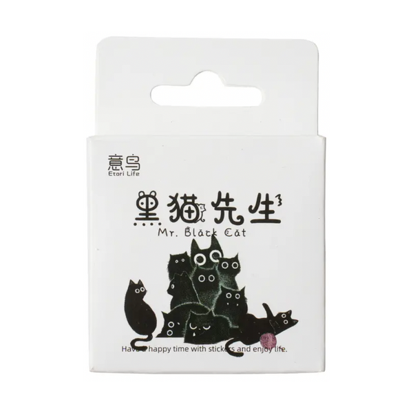 Kawaii Black Cat Paper Sticker Pack - Freshie & Zero Studio Shop