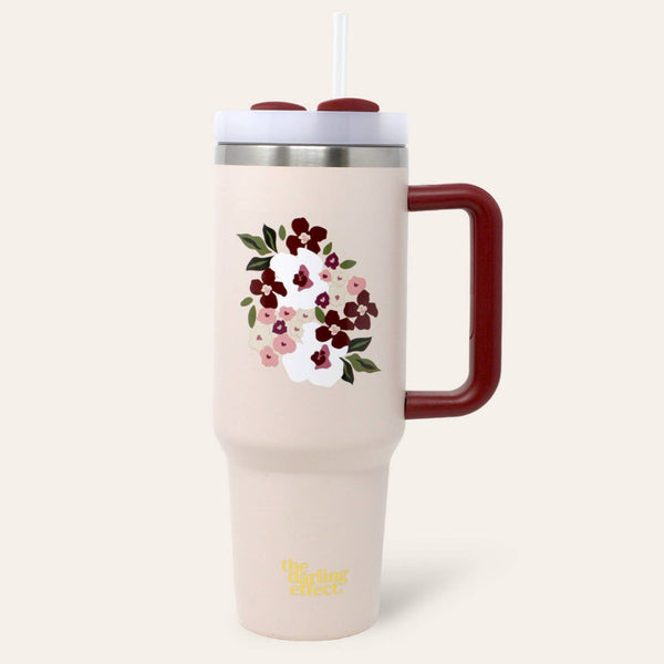 The Darling Effect Travel Tumbler with handle blush 