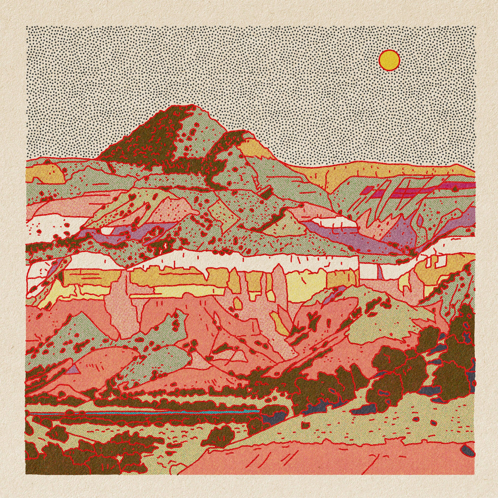Caroline Clark Desert Mountain #30 art print featuring a minimalist mountain landscape in warm desert tones