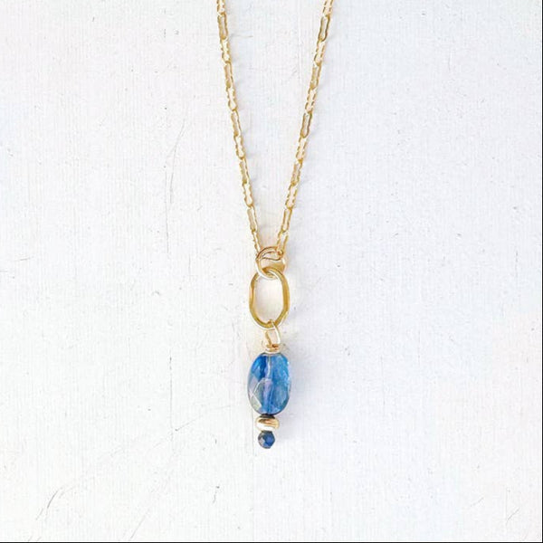 blue sea kyanite little gemstone necklace - Freshie & Zero Studio Shop