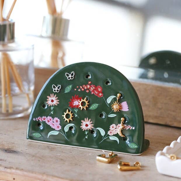 Forest Green Flower Earring Holder - Freshie & Zero Studio Shop