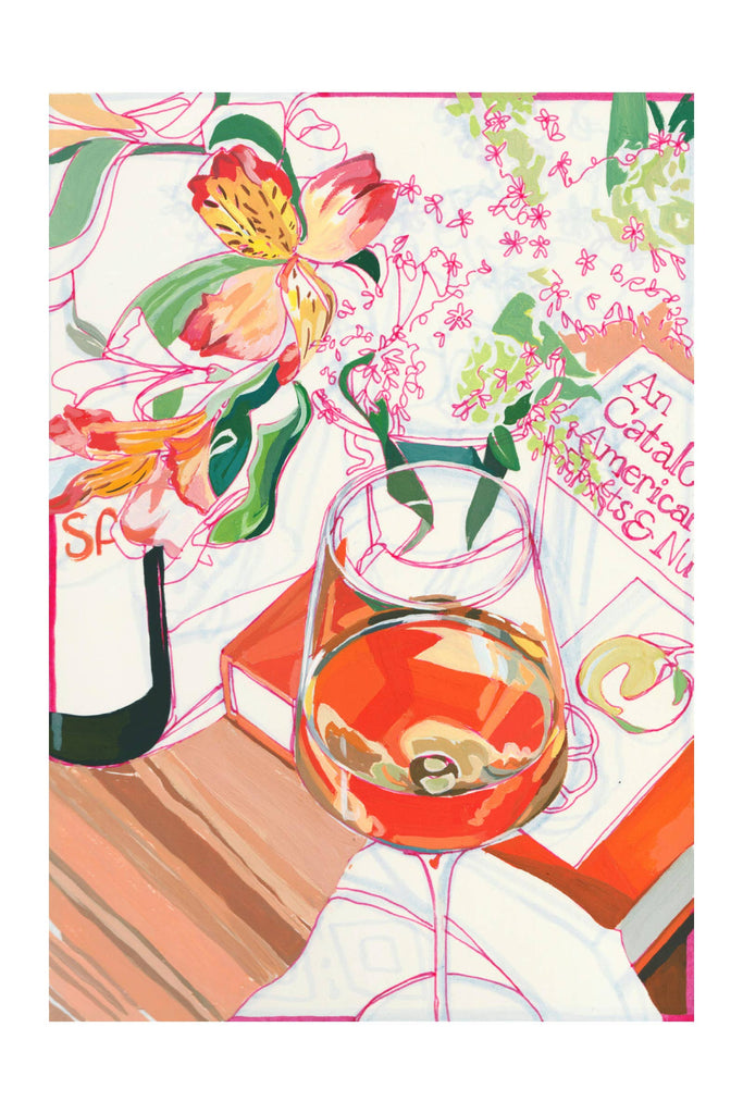 Orange Wine Floral Signed Archival Giclee Print: 8x10" - Freshie & Zero Studio Shop