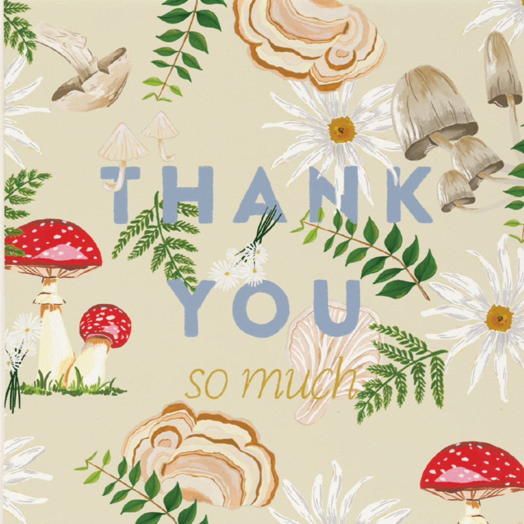 Illustrated Mushrooms Thank You Notecard Set of 8 - Freshie & Zero Studio Shop