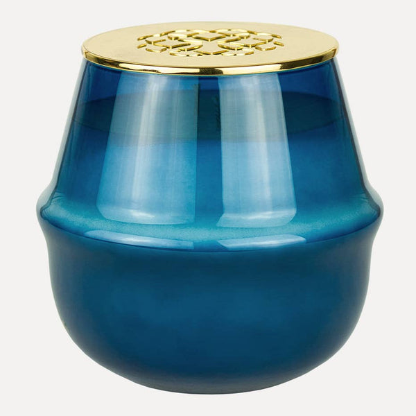 Elum Designs Serene Sea Salt 18 oz Rowan Glass Candle with calming sea salt scent and stylish glass container.