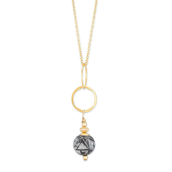 ella drop necklace with tourmilated quartz - Freshie & Zero Studio Shop