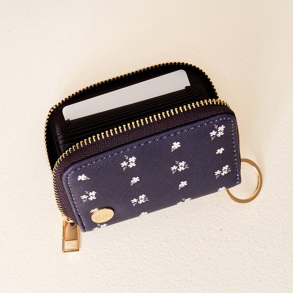 Zip Around Wallet - Pretty Posies Navy - Freshie & Zero Studio Shop