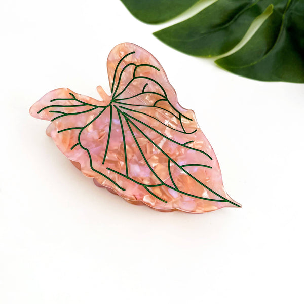 Lotus Leaf Hair Claw Clip, Elegant Acetate Leaf Hair Clip: Pink - Freshie & Zero Studio Shop