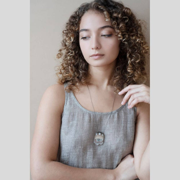 Sunset Moons, Hand Painted Amethyst Necklace by Fernworks - Freshie & Zero Studio Shop